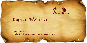 Kopsa Mária névjegykártya